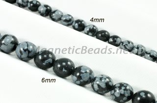 Semi-Precious Beads Snowflake Obsidian Round 4mm or 6mm (SN)
