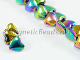 Magnetic Bead 6mm or 8mm Rainbow Puffed Heart (M-107-R)